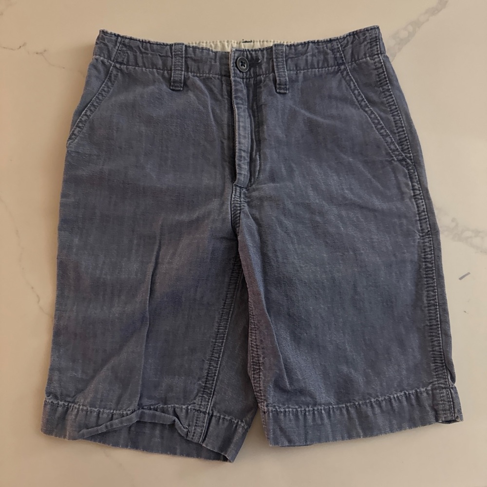 GAP Men's Washed Blue Flat-Front Cotton Shorts